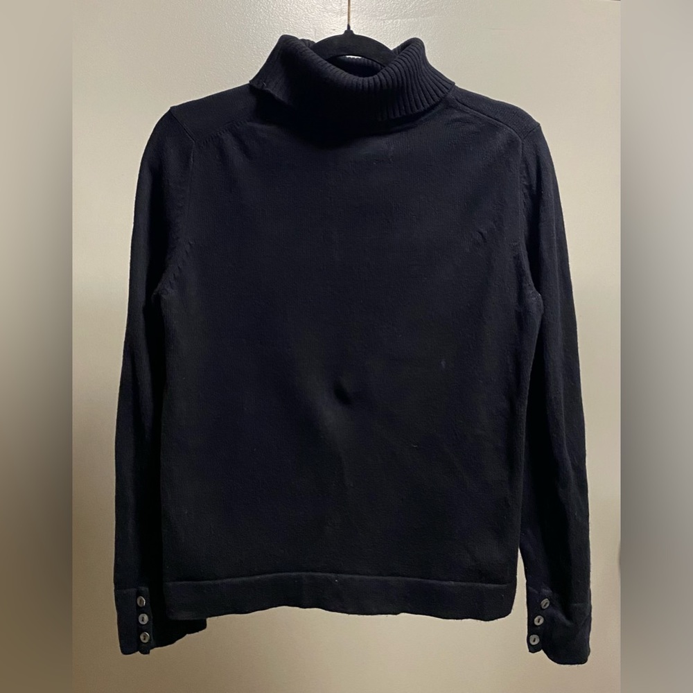 Eddie Bauer Black Turtleneck with Button Details